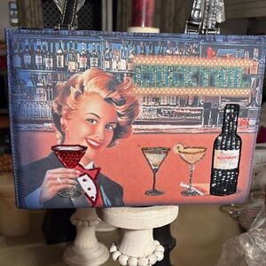 Retro Cocktail Print Women’s Tote Bag in Multicolor